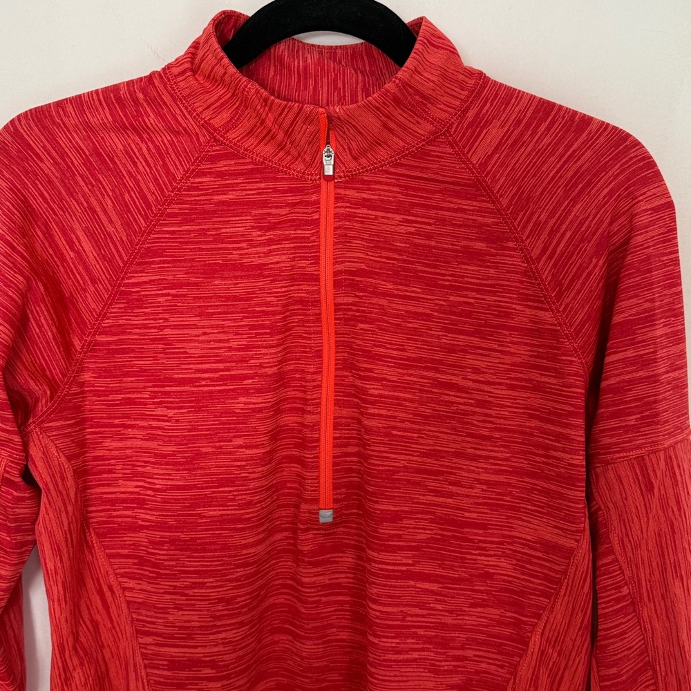 Athleta Orange/Red Heathered Half-Zip Active Pullover, Medium